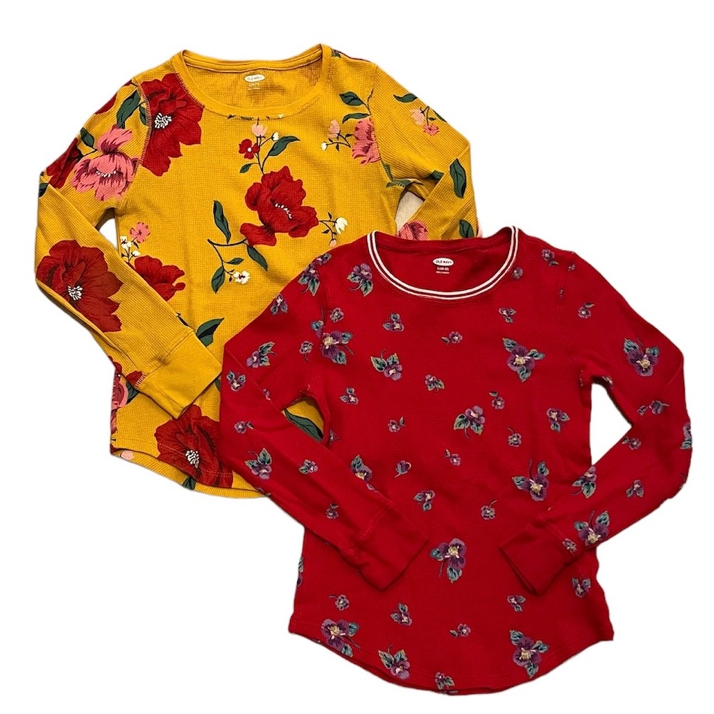 2pk Old Navy L(10-12) long sleeve thermal tees floral